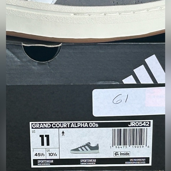 Adidas Men's Grand Court Alpha 00s Classic Gray and White Sneakers size 11 - Picture 12 of 12